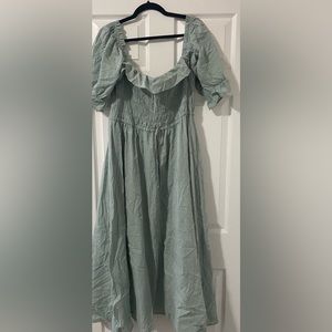 Boho sage green dress